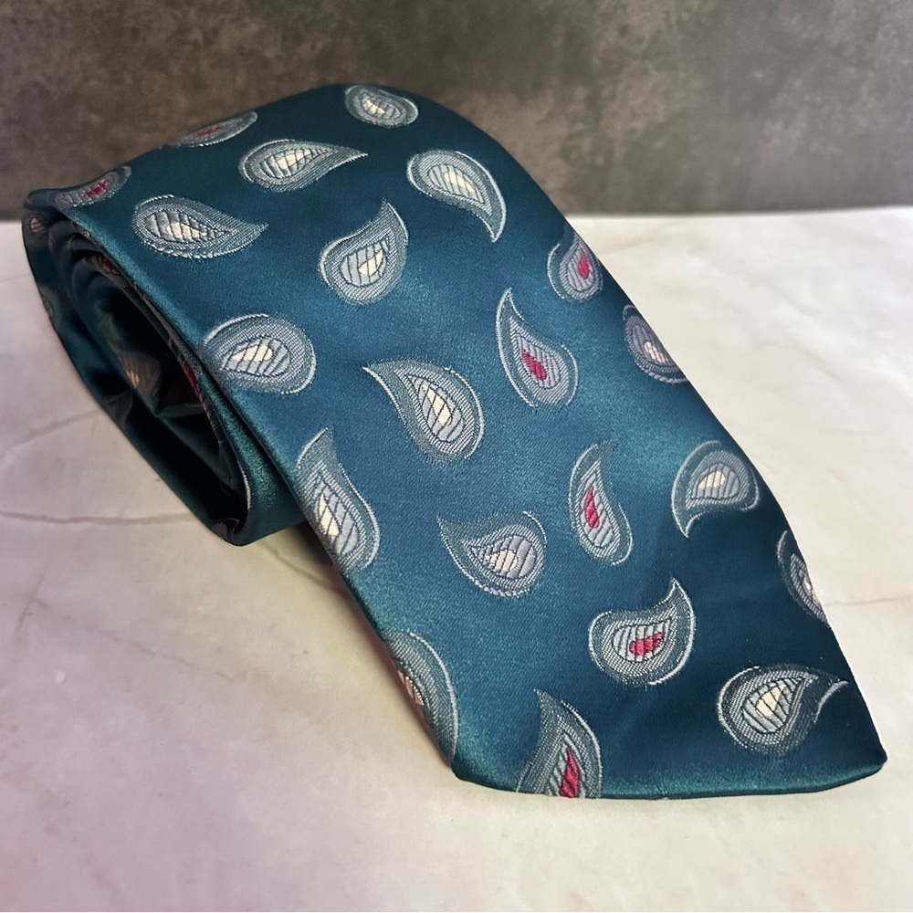 Elegant Teal Paisley Men's 56” Tie